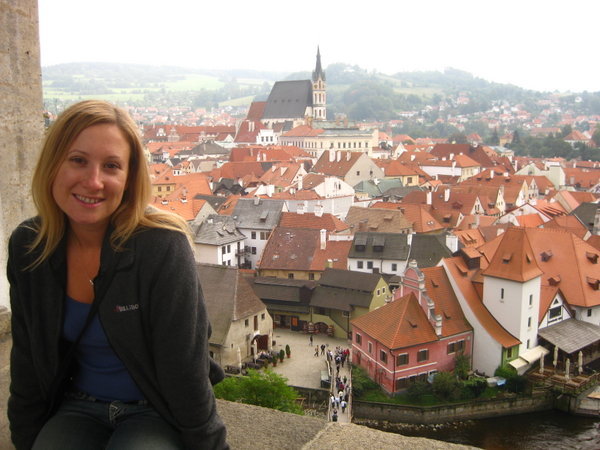 view over Cesky Krumlov from the Castle