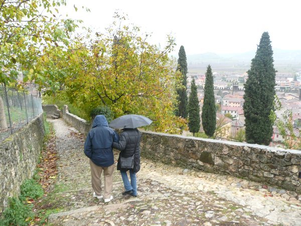 Mom and Dad walking towards the center of Soave
