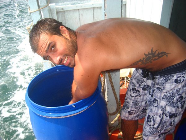 Washing our diving gear