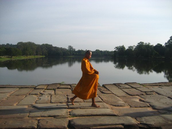 A monk heading over to the temples