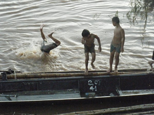 Local kids playing in the river