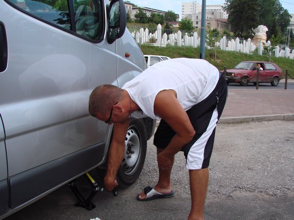 That's me trying to change a tire