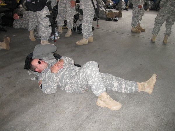 All good soldiers can sleep anywhere!