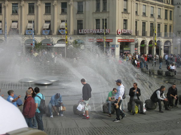 The city is social around the fountains