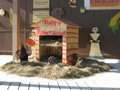 Thanksgiving barn complete with chickens outside the messhall