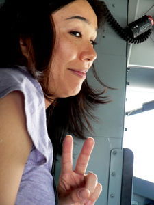 Chiemi in the flight deck on our way to Abbotsford