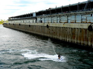Jet skiing in the old port of Montreal
