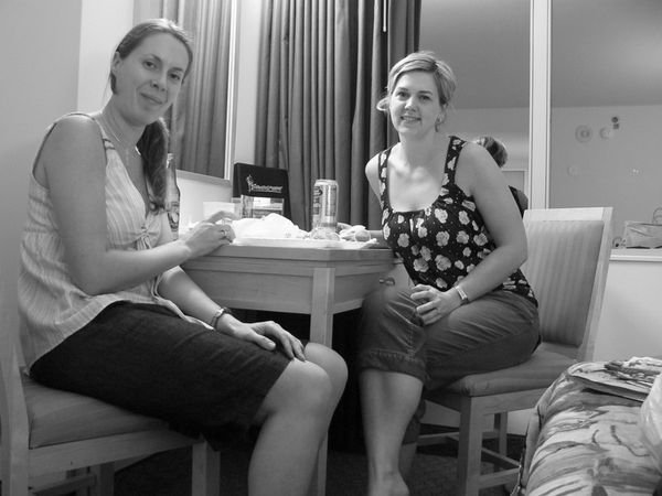 Having dinner and a carry out (drinks) in our hotel room