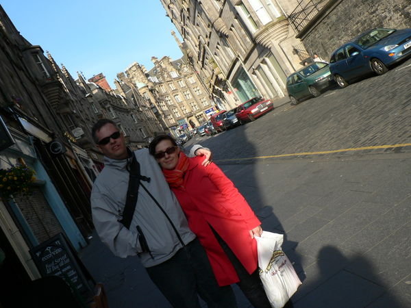 James and Jenn on Cockburn Street in Edinburgh