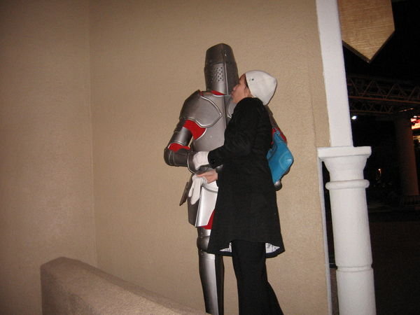 making friendly with one of the Excalibur guards