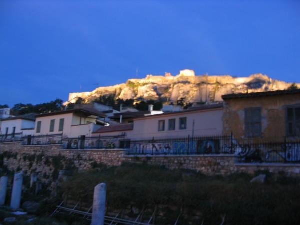 view of the Acropolis from the Plaka. 