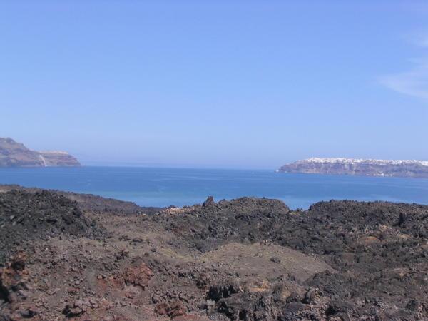 View from the volcanic island of Nea Kameni 