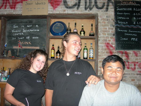 Fran, Max and Khmer guy from Angkor What? bar