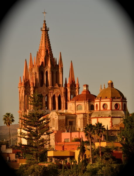 cathedral san miguel at sunset