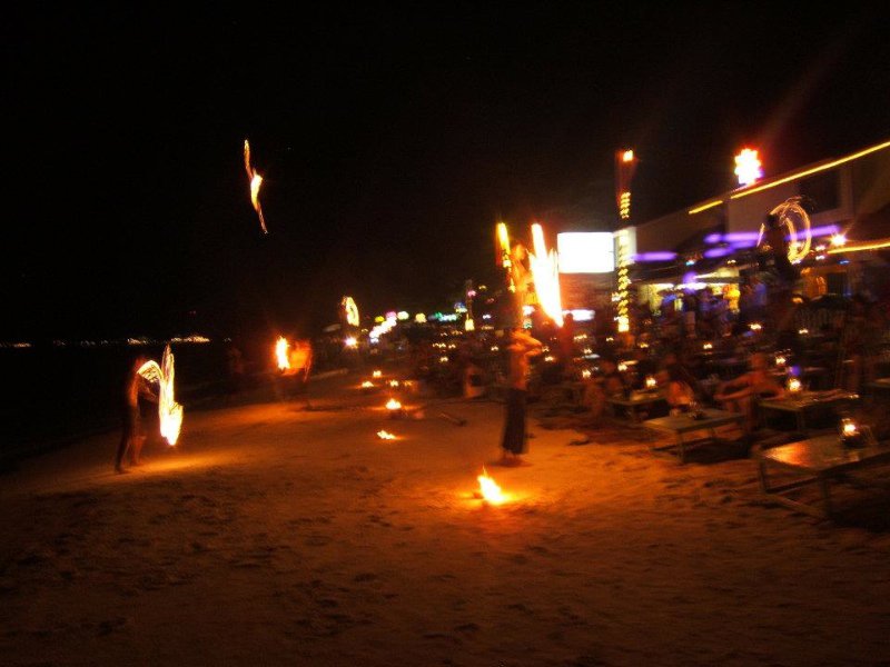 Fire shows on the beach