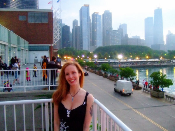 Me in front of the Chicago skyline
