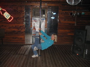 Nancy on the Pole at the Local Bar!