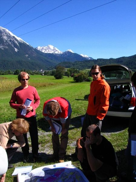 Poring over landslide maps in Austria