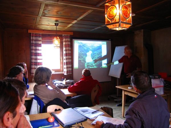 An Austrian mountain hut classroom makes do as the snow passes