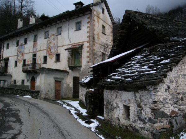 A wintery mountain village