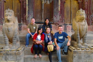 On the steps of the temple