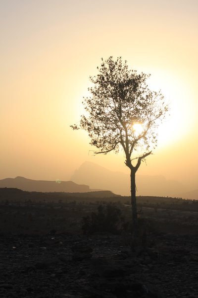 Oman sunset on mountain