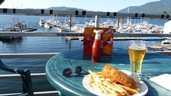 dinner in Prince Rupert (looks like a beer commercial)