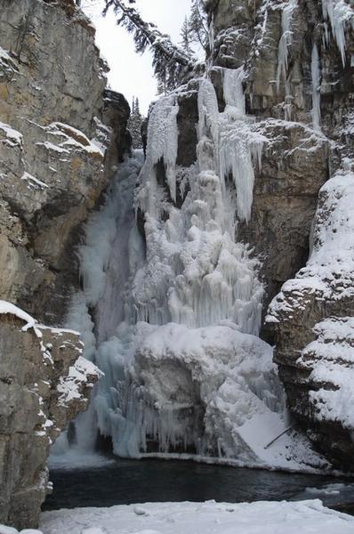Frozen waterfall up Johnson canyon