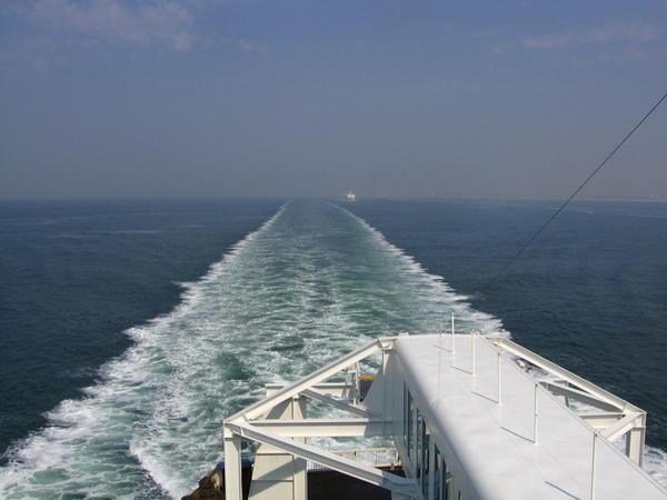 Leaving the continent on a ferry from Calais to Dover