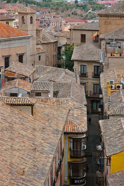 Looking down into a Toledo street