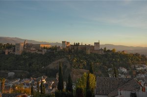 The last rays of sunlight on the Alhambra
