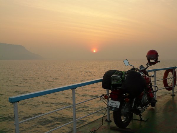 Sunrise from the ferry to Rewas