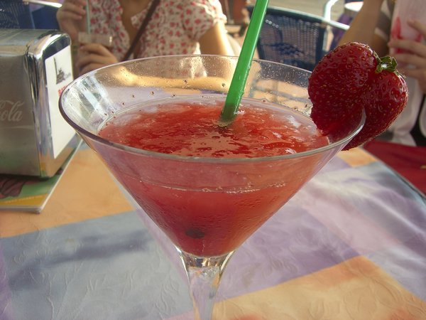 my drink from the restaurant on the way to the top of the piazza