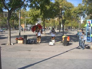 Performers by the market