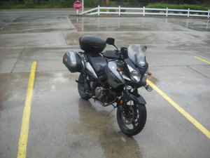 Wet bike in parking lot ...