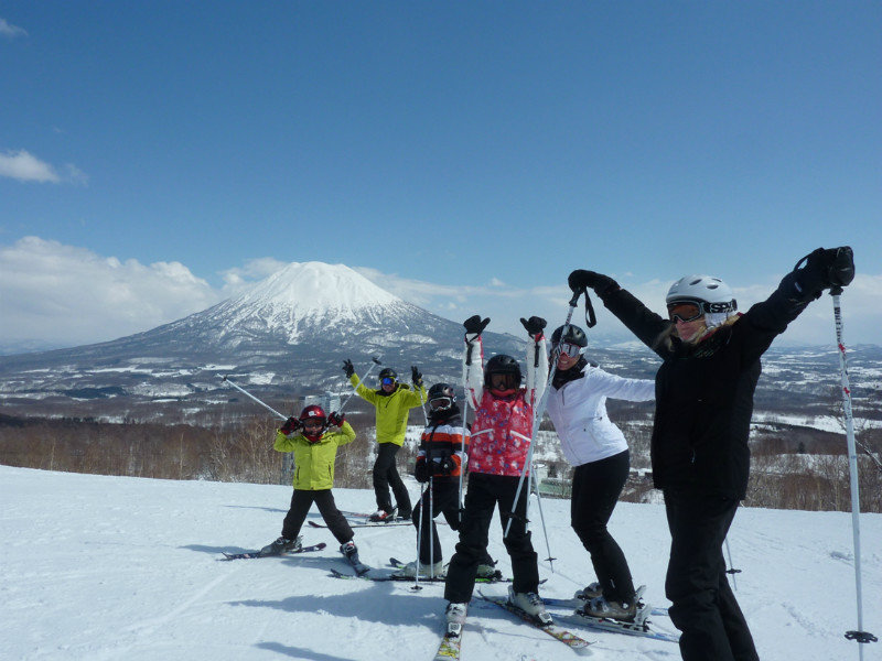 The mob on the mountain - 1300m Niseko in background