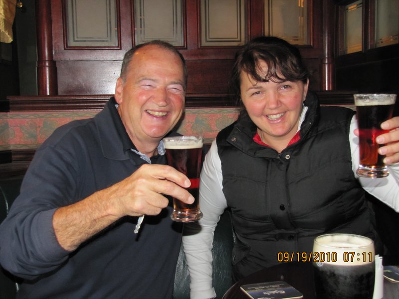 Dad and I having a shanty in Cootehill in Coote
