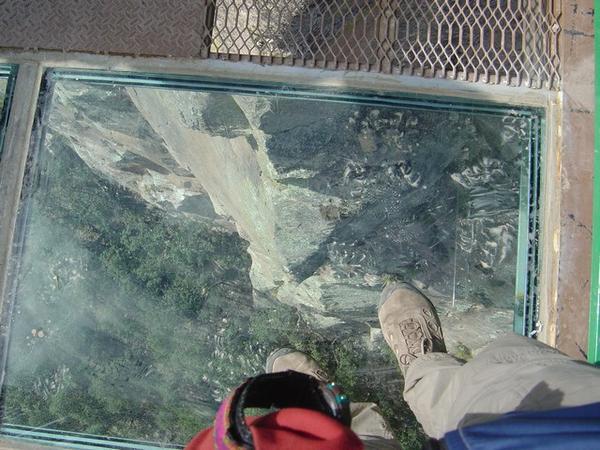 The canyon is below my feet, a glass view.