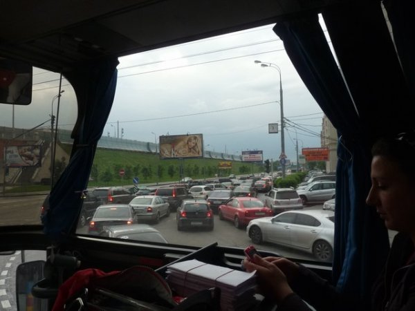 Traffic, from the tour bus! 
