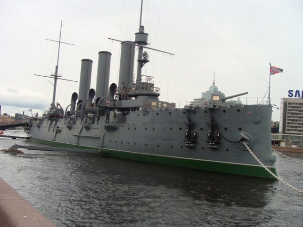 Cruiser Aurora anchored in St. Petersburg