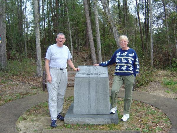 Kelly and Bob at the highest point in Lakewood Park Florida.
