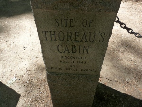 Marker at the site of the cabin on Walden Pond