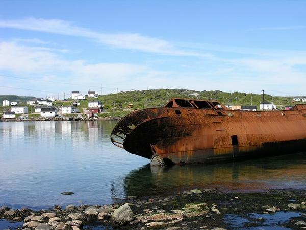 An old shipwreck, found in 1965 at Red Bay.