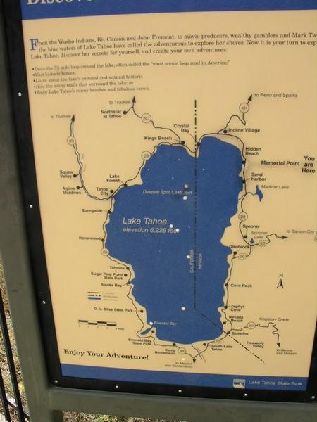 Map of Lake Tahoe, CA 