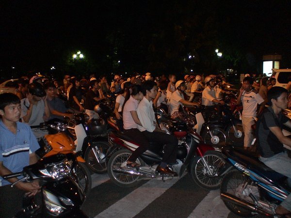 People attending a street concert