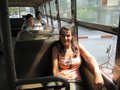 Mary sitting in a local bus in Bangkok