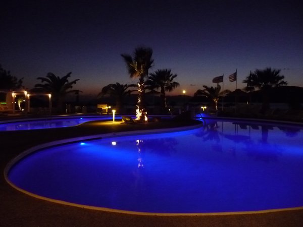 the pool at night