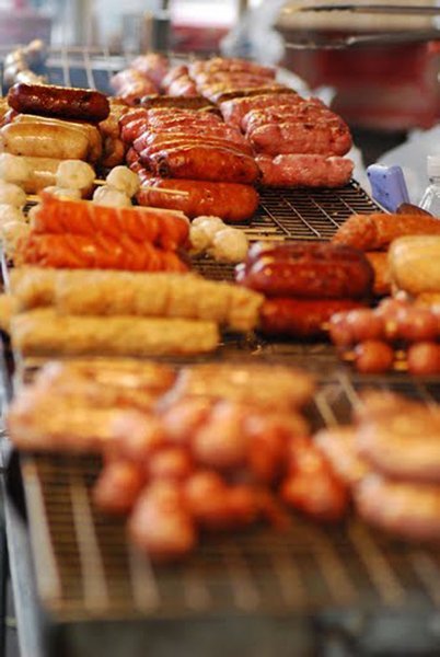 Close-Up of Incredible Street Sausage Selection