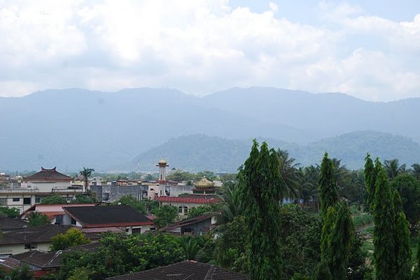 View of the mountains surrounding us and the town of Taiping