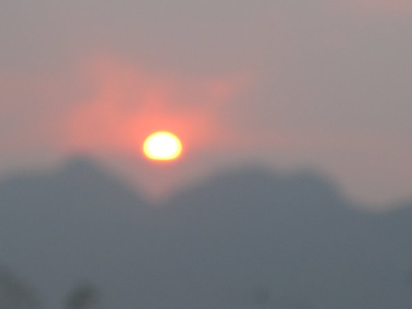 Hazy orange sunset